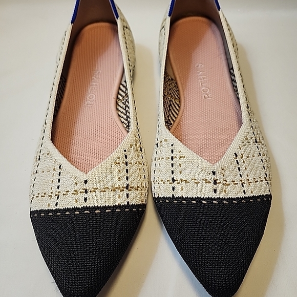 Rothy’s The Point Archive Pattern Moonlight Tweed Black Cream Loafer Flat Sz 8.5 - Picture 3 of 7